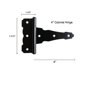 4" Colonial Style T-Hinge Dimensions