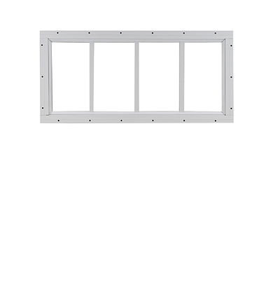 White Fixed 10" x 23" Transom Window with Tempered Glass Front