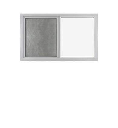 White Horizontal Slider 36" x 24" Flush Window with Temper Glass, No Grid Front