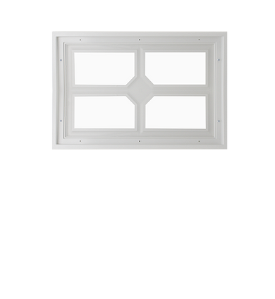 Fixed Garage Door Window - Square Cross, 4 Lite with Plexiglass Window Back