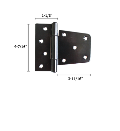 3-1/2" Barn Hinge Stainless Steel Black SS304 Dimensions