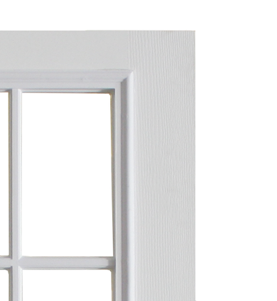 36" x 72" Textured Fiberglass Door with 9-Lite Window Insert External Grids Corner