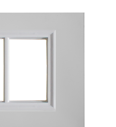 36" X 79"Smooth Steel Door With 4-Lite Transom Window Insert External Grids Corner