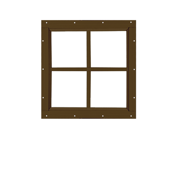 Brown Fixed 16" x 16" Square Window with Tempered Glass Front