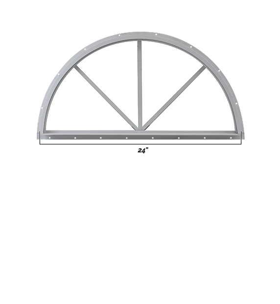 Fixed Sunburst Window with Tempered Glass Window Bottom Dimensions 24"