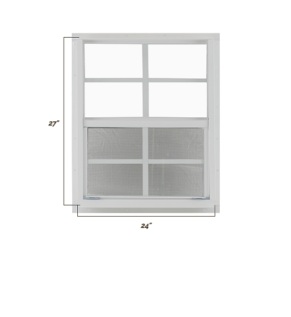 Vertical Slider Window with Tempered Glass Window Dimensions 24" x 27"