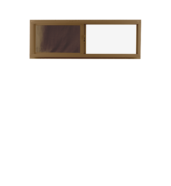 Brown Horizontal Slider 36" x 12" Flush Window with Tempered Glass, No Grid Back