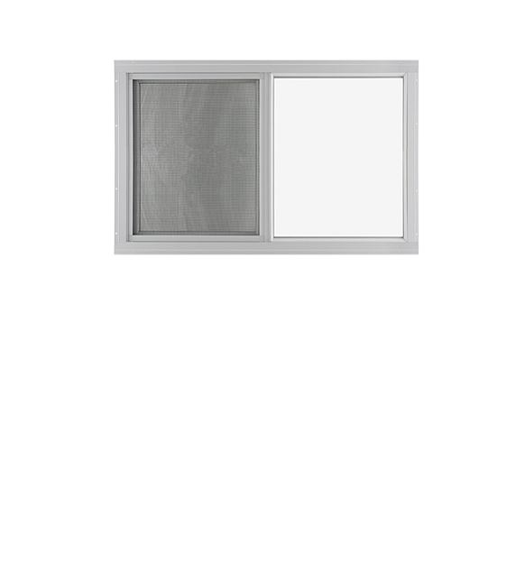 White Horizontal Slider 24" x 18" Flush Window with Tempered Glass, No Grid Front