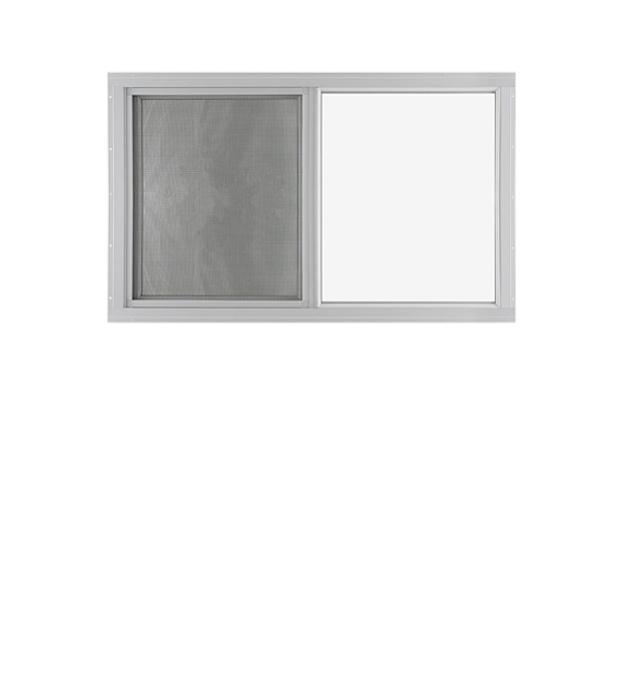 White Horizontal Slider 36" x 24" Flush Window with Temper Glass, No Grid Front