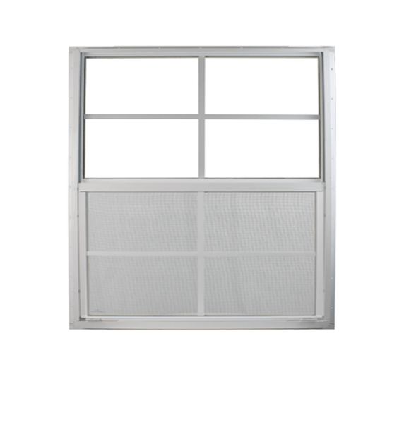 Vertical Slider 36" x 36" White Flush Aluminum Double Pane with Tempered Glass Back