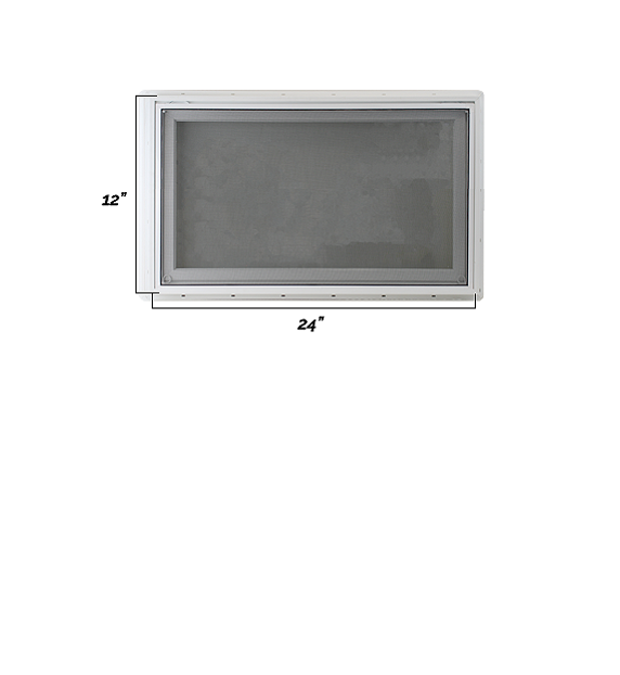 Inward Opening Vinyl Double Pane with Standard Glass Window Dimensions 24" x 12"