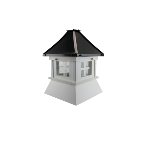 16" Vinyl Window Cupola with Pagoda Roof Black Metal