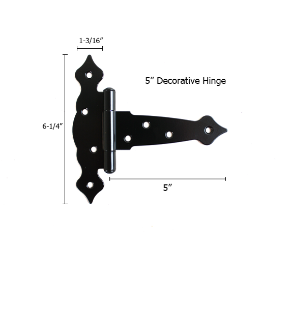 5" Decorative Style T-Hinge Dimensions