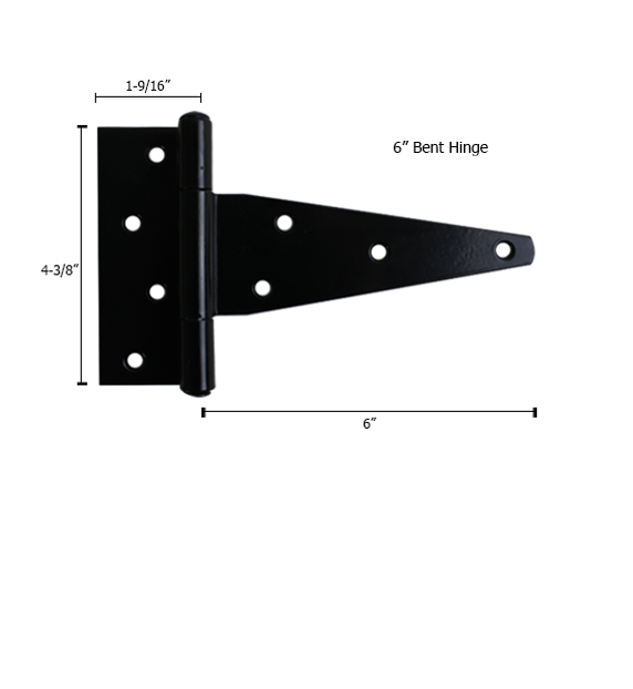 T-Hinge Bent Style 6" Dimensions