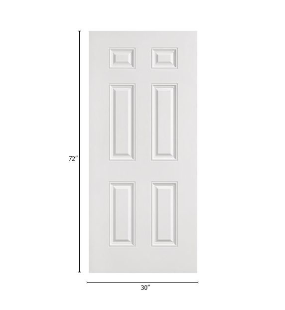 30" x 72" Textured 6 Panel Fiberglass Door Dimensions
