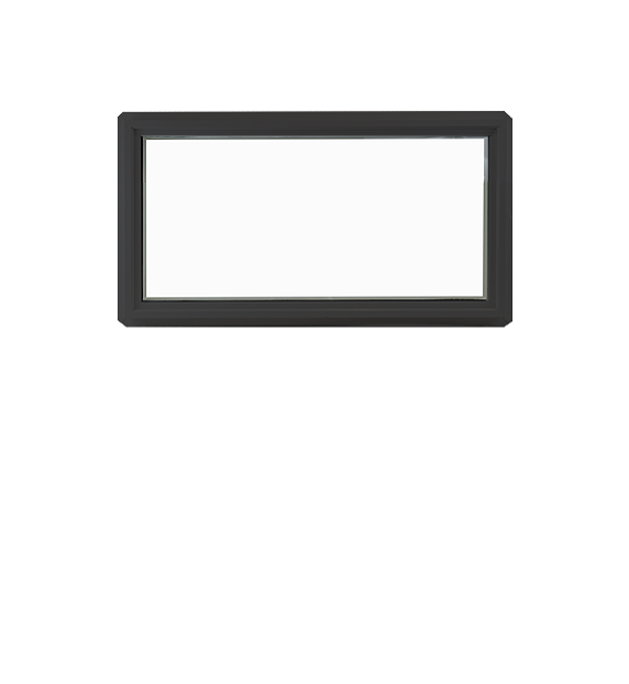 Black Fixed 16" x 48" Transom Double Pane Tempered Low-E Clear PVC Window Black Fixed 16" x 48" Transom Double Pane Tempered Low-E Clear PVC Window