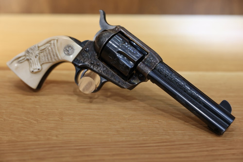 Wilbur Glahn Factory "B" Master Engraved Colt First Generation SAA Revolver with Steer Head Carved Ivory Grips