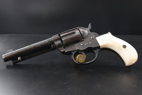 Cuno Helfricht Factory Engraved Colt Model 1877 Thunderer Double Action Revolver with Pearl Grips