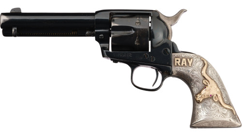 Historic Ray "Crash" Corrigan's Screen Worn Pair of Colt First Generation SAA Revolvers with Gold Inlaid Silver Bohlin Grips, Silver Mounted Bohlin Holster Rig, and Vanity Case - 349A