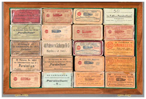 Cased Collection of Boxed Vintage Ammunition for Luger Pistols