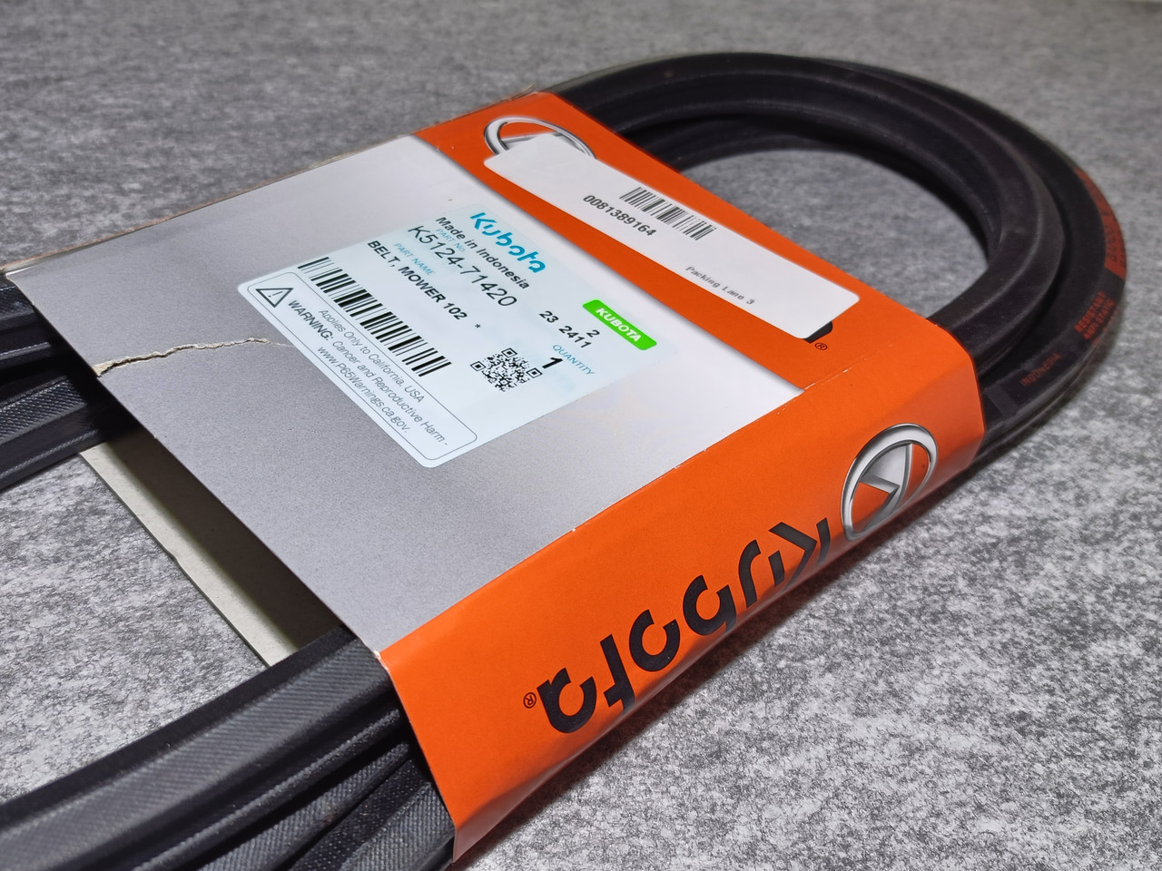 D&D PowerDrive Heavy Duty Aramid V-Belt K5142-71420 For Kubota – 5LK 5/8 X 95in OC