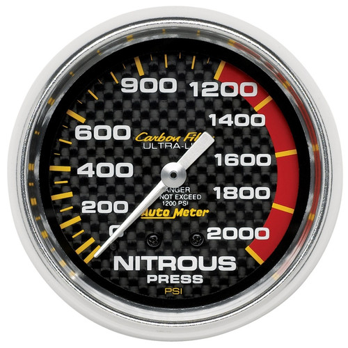 Autometer Carbon Fiber 66.7mm Mechanical 0-2000 PSI Nitrous Press Gauge - 4828 Photo - Primary