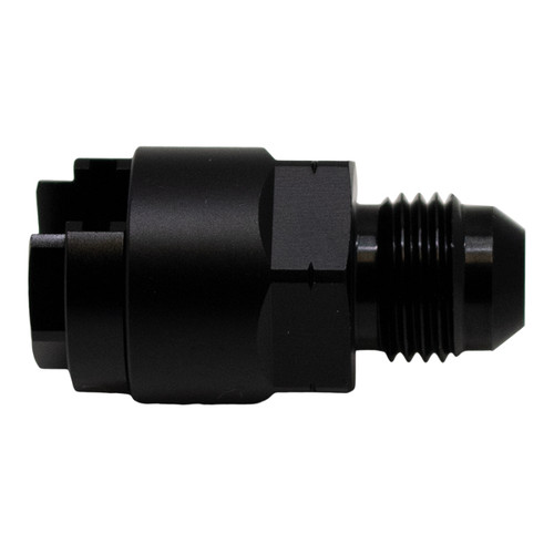 DeatschWerks 6AN Male Flare to 1/4in Female EFI Quick Connect Adapter - Anodized Matte Black - 6-02-0120-B Photo - Primary