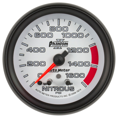 Autometer Phantom II Nitrous Pressure 2 5/8in 1600 psi Stepper Motor Gauge with Peak and Warning - 7874 Photo - Primary