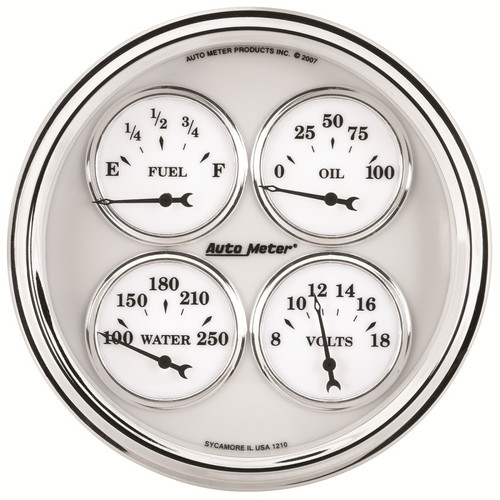 AutoMeter Gauge Quad 5in. 240 Ohm(e) to 33 Ohm(f) Elec Old Tyme White II - 1210 Photo - Primary