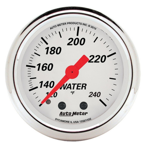 AutoMeter Gauge Water Temp 2-1/16in. 120-240 Deg. F Mech Arctic White - 1332 Photo - Primary