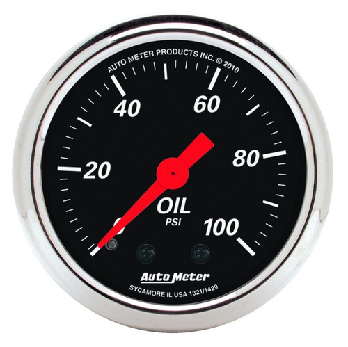 AutoMeter Gauge Oil Press 2-1/16in. 100PSI Mech Designer Black - 1429 Photo - Primary