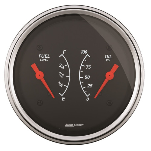 AutoMeter Gauge Dual Fuel & Oilp 3-3/8in. 0 Ohm(e) to 90 Ohm(f)& 100PSI Elec Designer Black - 1434 Photo - Primary