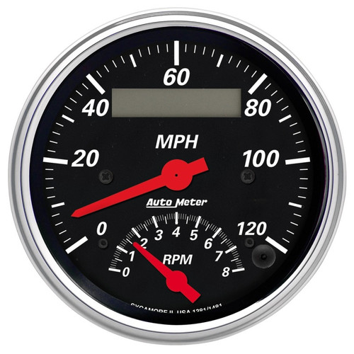 AutoMeter Gauge Tach/Speedo 3-3/8in. 120MPH & 8K RPM Elec. Program. Designer Blk - 1481 Photo - Primary