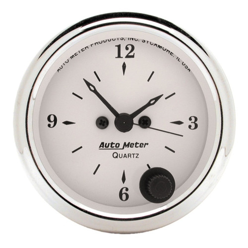 AutoMeter Gauge Clock 2-1/16in. 12HR Analog Old Tyme White - 1686 Photo - Primary
