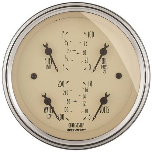 AutoMeter Gauge Quad 3-3/8in. 240 Ohm(e) to 33 Ohm(f) Elec Antique Beige - 1812 Photo - Primary