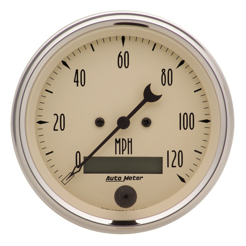 AutoMeter Gauge Speedo. 3-3/8in. 120MPH Elec. Prog. W/ Lcd Odo Antq Beige - 1880 Photo - Primary