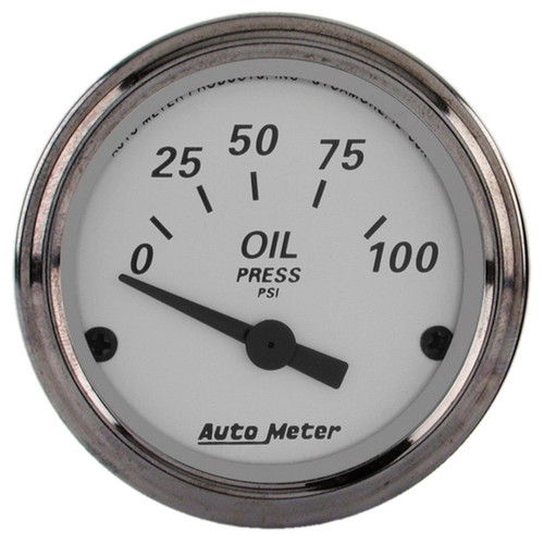 AutoMeter Gauge Oil Press 2-1/16in. 100PSI Elec American Platinum - 1928 Photo - Primary