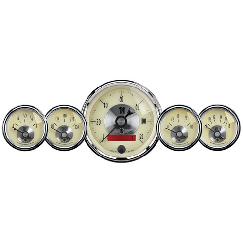 AutoMeter Gauge Kit 5 Pc. 3-3/8in. & 2-1/16in. Elec. Speedo W/Lcd Odo Prestige Antq. Ivory - 2000 Photo - Primary