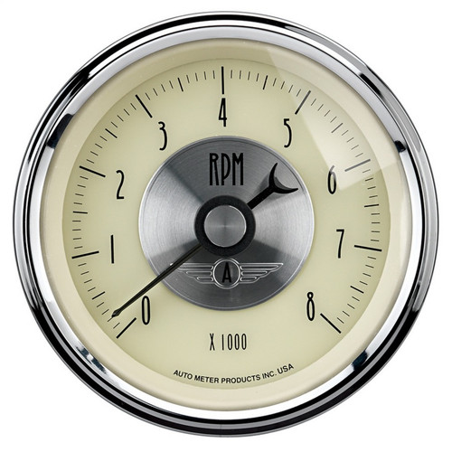 AutoMeter Gauge Tachometer 3-3/8in. 8K RPM In-Dash Prestige Antq. Ivory - 2097 Photo - Primary