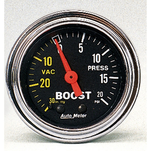 AutoMeter Gauge Vac/Boost 2-1/16in. 30Inhg-20PSI Mechanical Traditional Chrome - 2401 Photo - Primary