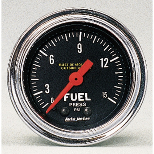AutoMeter Gauge Fuel Pressure 2-1/16in. 15PSI Mechanical Traditional Chrome - 2411 Photo - Primary