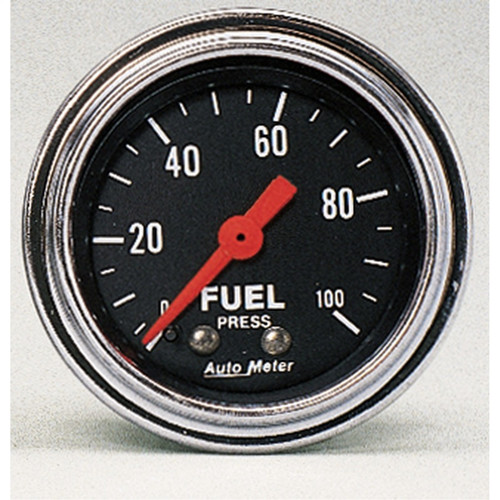 AutoMeter Gauge Fuel Pressure 2-1/16in. 100PSI Mechanical Traditional Chrome - 2412 Photo - Primary