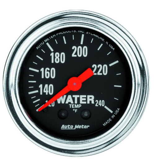 AutoMeter Gauge Water Temp 2-1/16in. 120-240 Deg. F Mechanical 12ft. Traditional Chrome - 2433 Photo - Primary