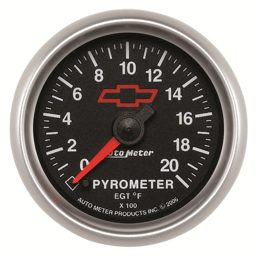 AutoMeter Gauge Pyrometer (Egt) 2-1/16in. 2000 Deg. F Stepper Motor Chevy Red Bowtie Black - 3645-00406 Photo - Primary