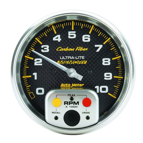 AutoMeter Gauge Tachometer 5in. 10K RPM In-Dash W/ Peak Memory Carbon Fiber - 4894 Photo - Primary