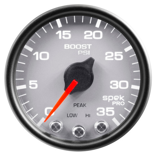 AutoMeter Gauge Boost 2-1/16in. 35PSI Stepper Motor W/Peak & Warn Silver/Blk Spek-Pro - P30322 User 1