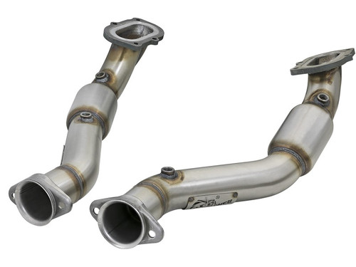 aFe POWER 14-18 Chevrolet Corvette C7 & Z06 Twisted Steel 3in 304 Stainless Steel Mid Pipe w/ Cat - 48-34130-1YC Photo - Primary