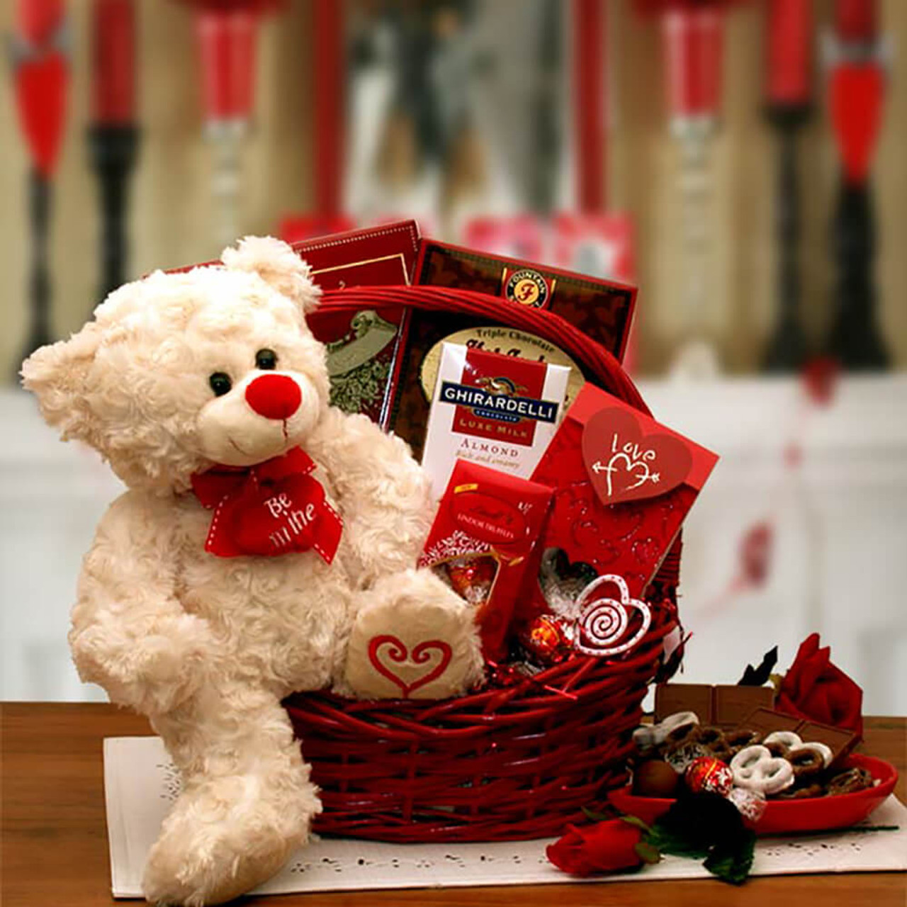 Never Forget Me Valentines Basket - Gift Baskets for Delivery