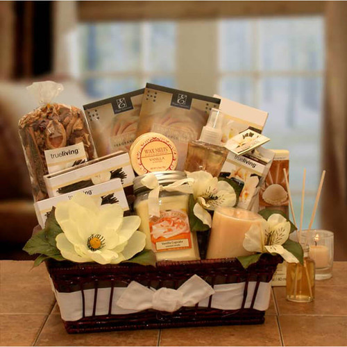 Vanilla Delights Candle Gift Basket | Spa Gift Baskets