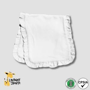 Baby 2-PLY Ruffle Trim Burp Cloth White 65% Polyester 35% Cotton- Laughing Giraffe®